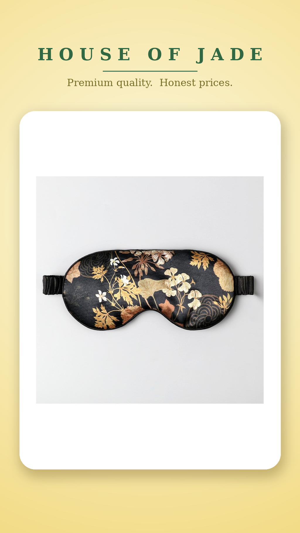 House of Jade™ Satin Sleep Eye Mask – Soft, Light-Blocking Mask for Deeper Sleep