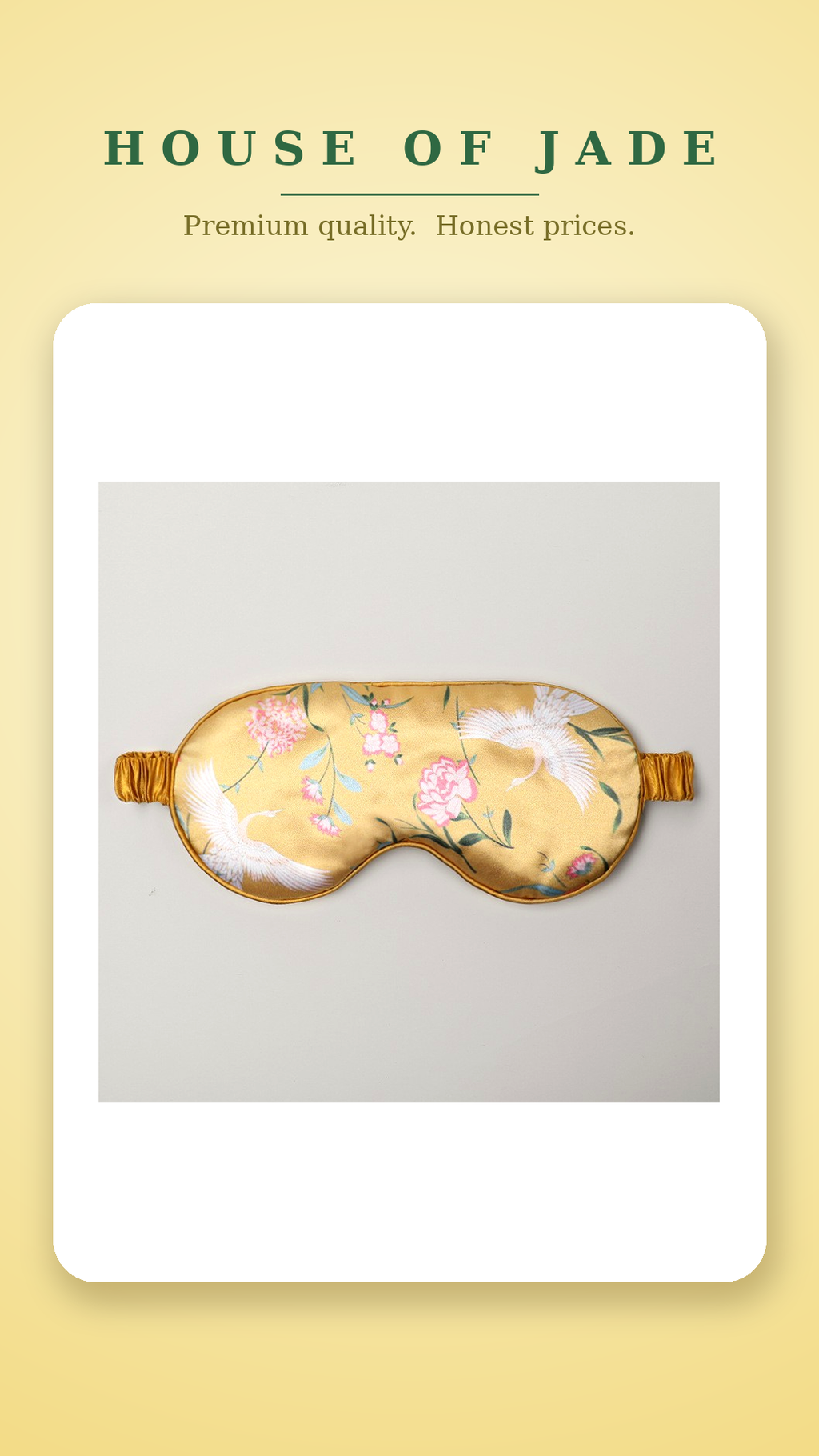 House of Jade™ Satin Sleep Eye Mask – Soft, Light-Blocking Mask for Deeper Sleep