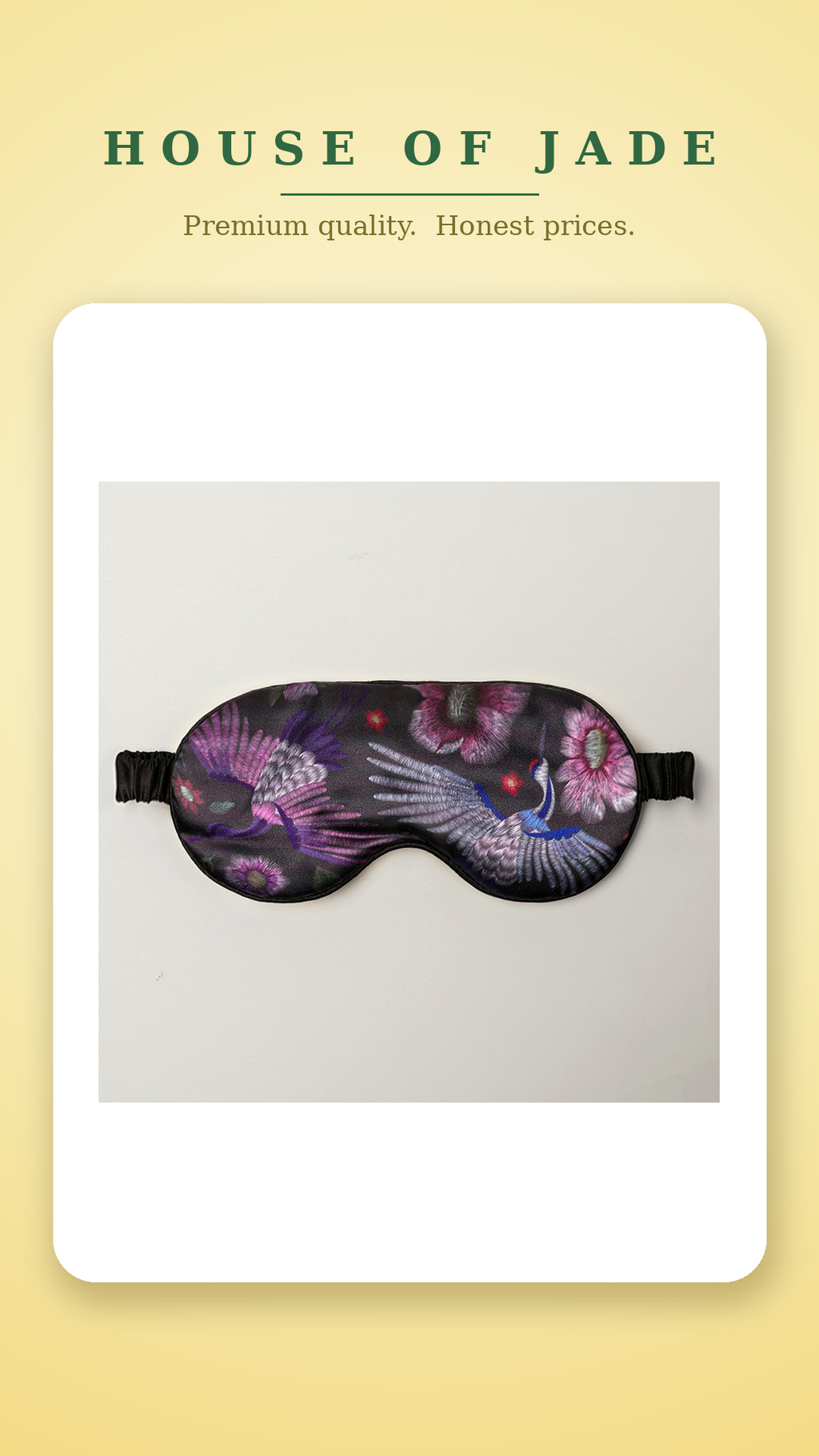 House of Jade™ Satin Sleep Eye Mask – Soft, Light-Blocking Mask for Deeper Sleep
