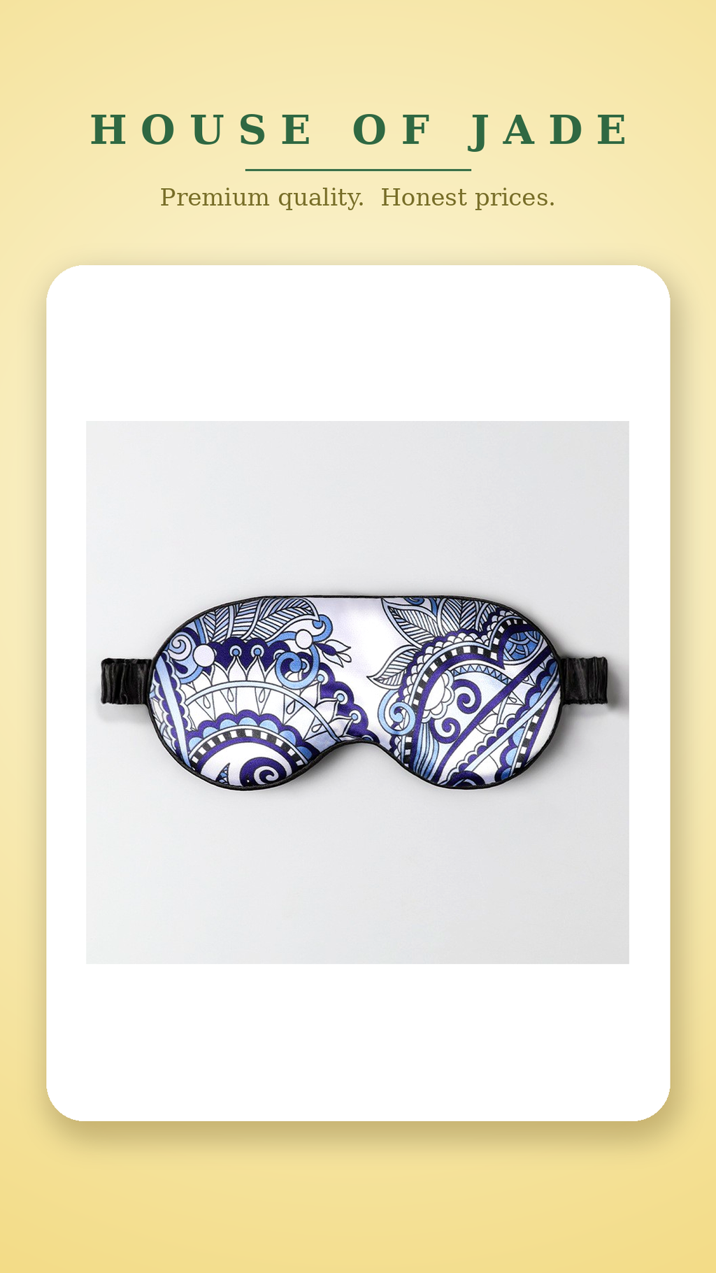 House of Jade™ Satin Sleep Eye Mask – Soft, Light-Blocking Mask for Deeper Sleep