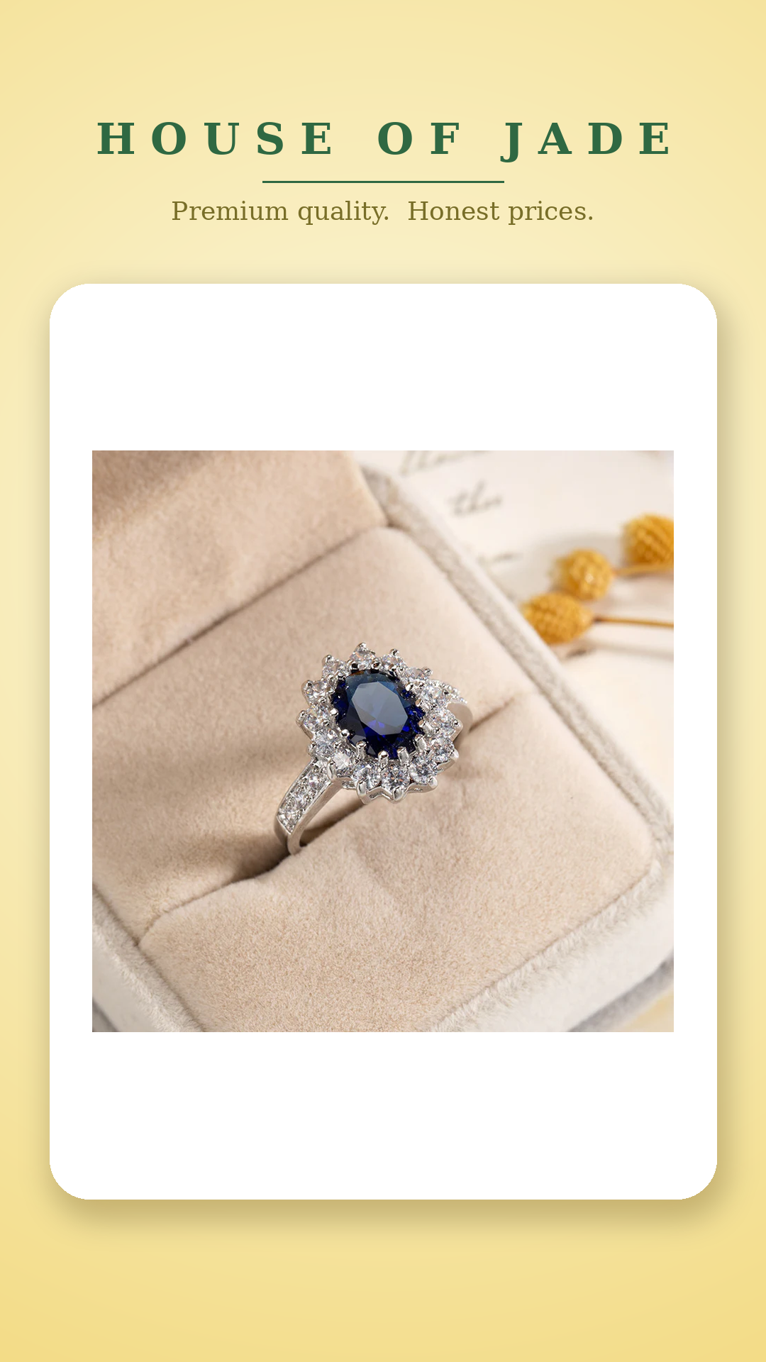 House of Jade™ Emerald-Style Crystal Ring – Silver-Tone Statement Ring