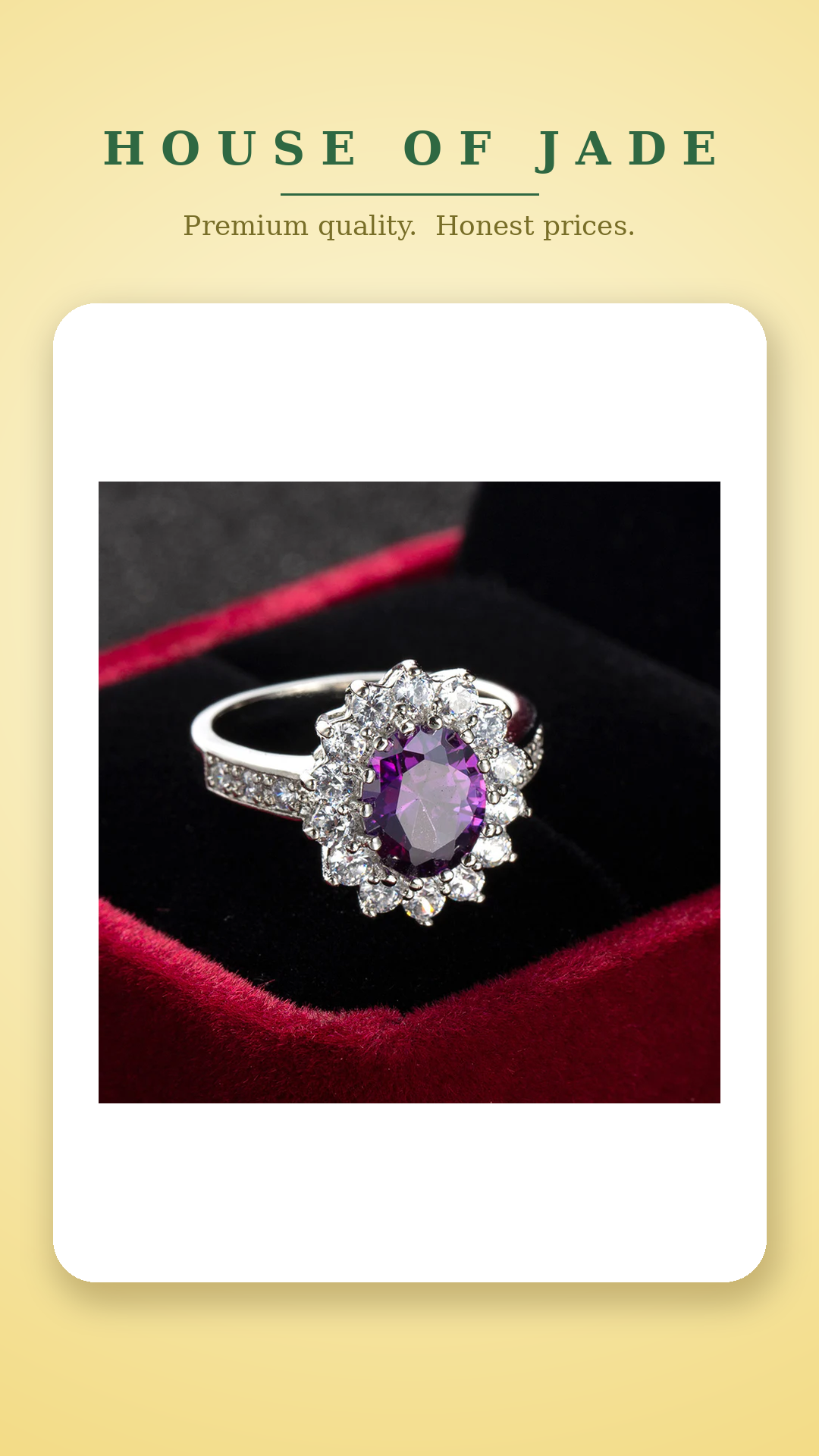 House of Jade™ Emerald-Style Crystal Ring – Silver-Tone Statement Ring